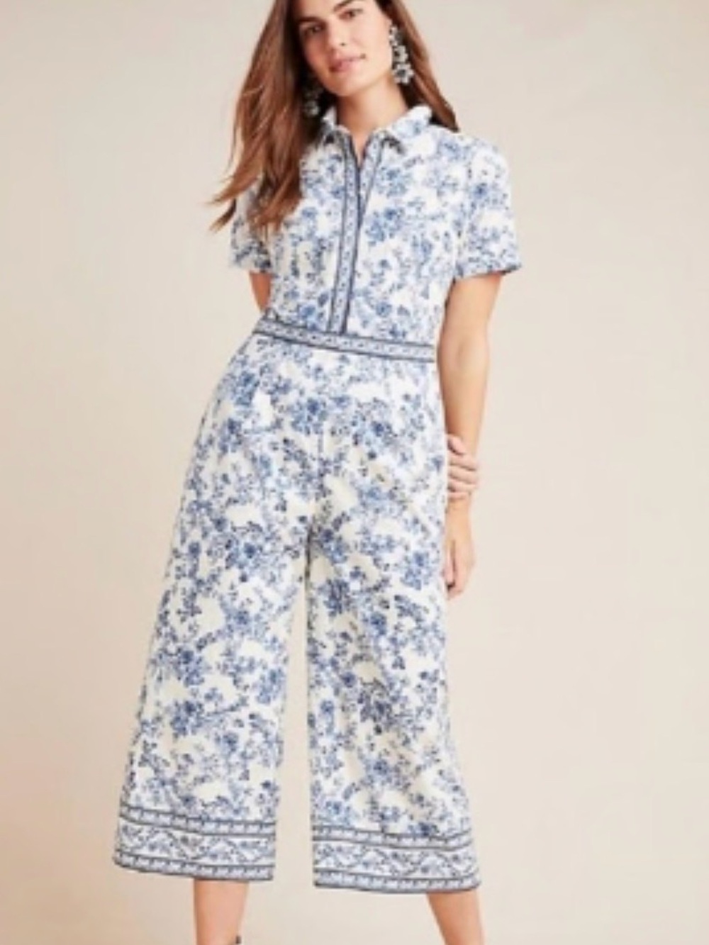 Gal Meets Glam Collection "Darla" wide-leg cropped jumpsuit